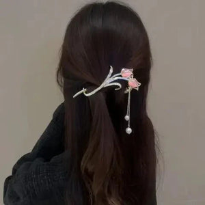 Luxury Tulip Flower Tassel Hairpin a2z