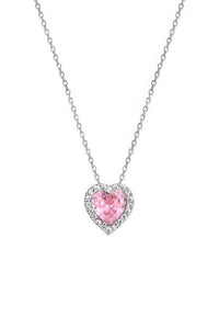 Heart Shape Pave Pink Necklace