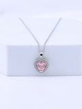 Heart Shape Pave Pink Necklace