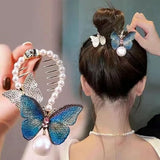 Women Pearl Butterfly Hair Style Clip a2z