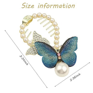 Women Pearl Butterfly Hair Style Clip a2z