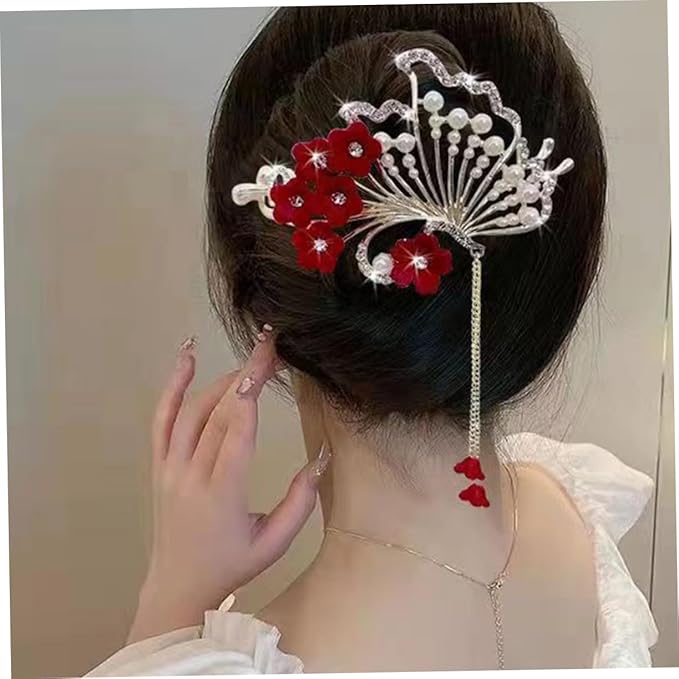 RED ROSE HAIR CLIP FOR WOMAN a2z