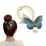 Women Pearl Butterfly Hair Style Clip a2z