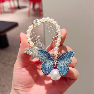 Women Pearl Butterfly Hair Style Clip a2z