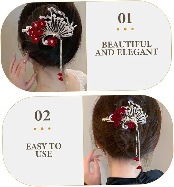 RED ROSE HAIR CLIP FOR WOMAN a2z