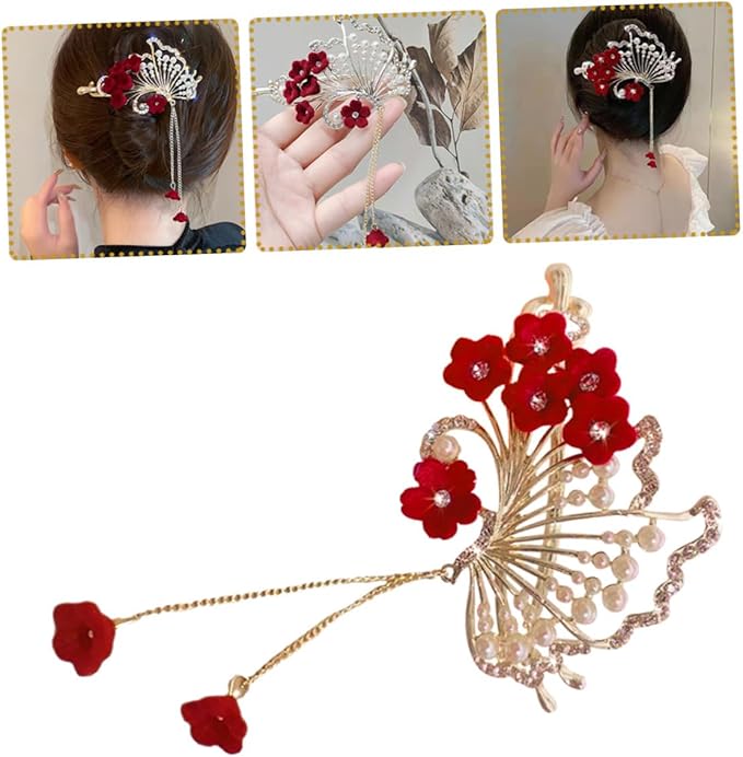 RED ROSE HAIR CLIP FOR WOMAN a2z