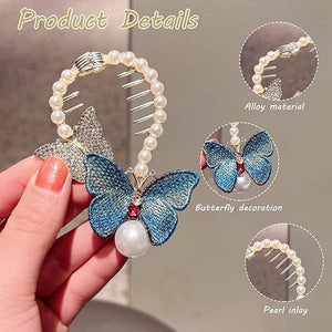 Women Pearl Butterfly Hair Style Clip a2z