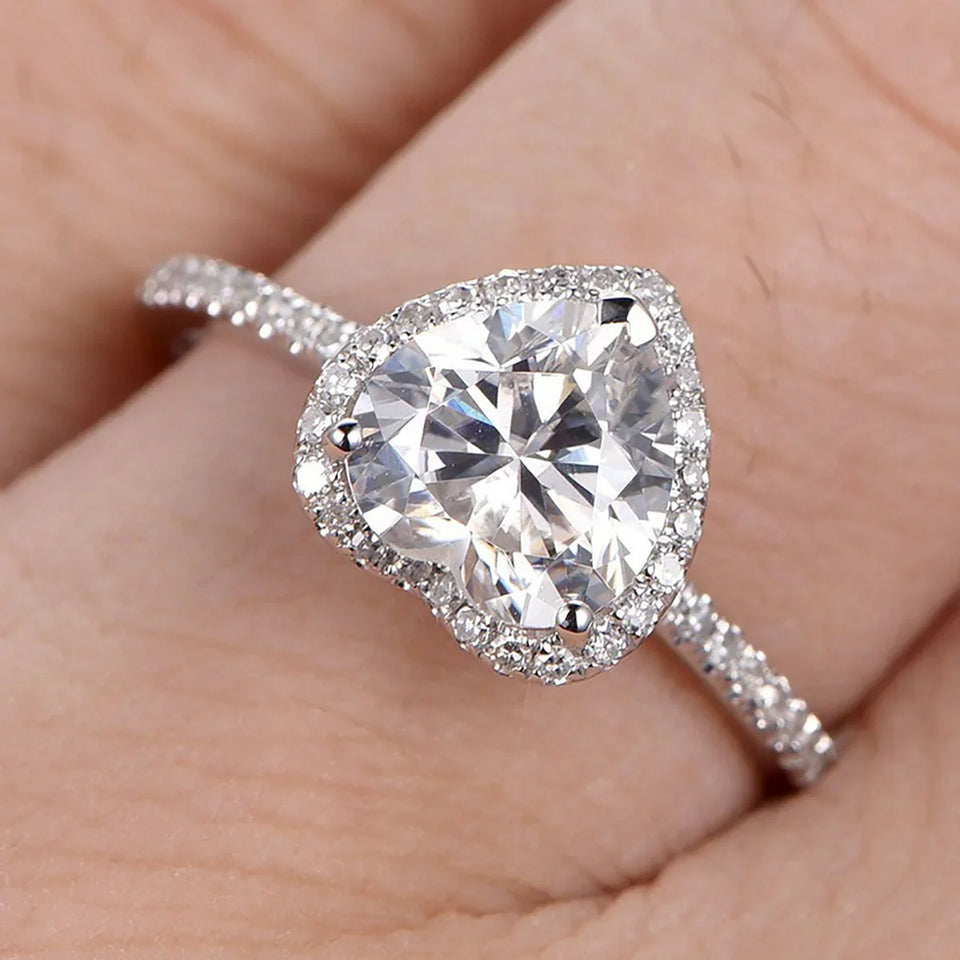 Girl heart shape New luxury Ring