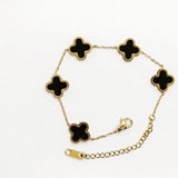 Classic Black Four Leaf Link Bracelet for Women a2z