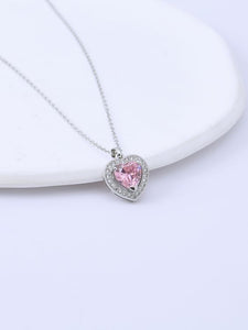 Heart Shape Pave Pink Necklace