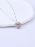 Heart Shape Pave Pink Necklace