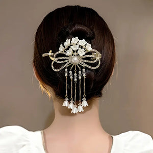 Flower Tassel Hair Clip