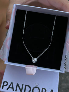 Heart Shape Pave Pink Necklace